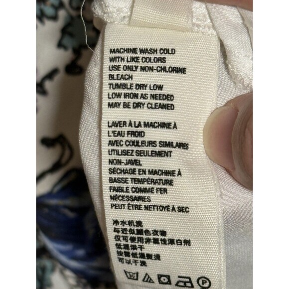 Free People Blue White Positano Print Peasant Floral Boho Blouse L/G, MSRP $128 - Picture 14 of 15